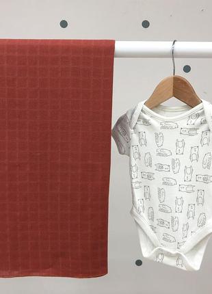 Пеленка для новорожденного муслин, размер 78х100 см, терракот топ