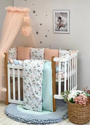 Комплект постільної дитячої білизни для ліжечка happy night bamby з метеликами топ