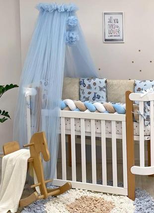 Комплект дитячої постільної білизни для ліжечка happy night ретро-машинки блакитні топ6 фото
