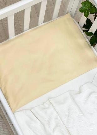 Наволочка для дитячої подушки однотонна, поплін, розмір 40х60 см, бежева топ