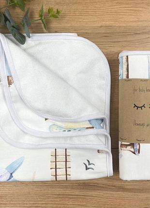 Пелюшка непромокальна махрова, розмір 50х80 см, паровозики топ