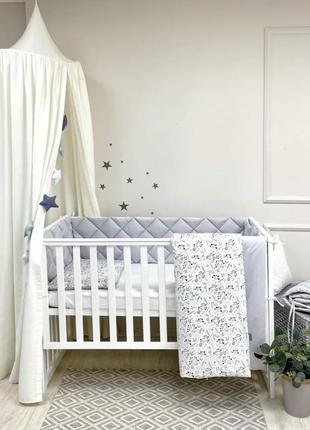 Комплект постельного детского белья для кроватки baby mix скандинавские бутоны топ2 фото