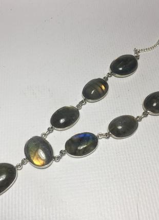 Ожерелье колье с натуральным красивое ожерелье с камнем лабрадор в серебре. индия!2 фото