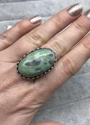 Рубин в фуксите кольцо с рубином в фуксите 18,2 размер природный рубин в серебре индия