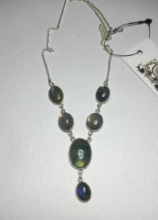 Лабрадор ожерелье колье с натуральным красивое ожерелье с камнем лабрадор в серебре. индия!2 фото