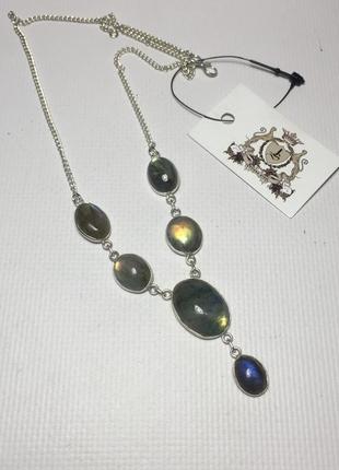 Лабрадор ожерелье колье с натуральным красивое ожерелье с камнем лабрадор в серебре. индия!4 фото