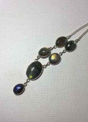 Лабрадор ожерелье колье с натуральным красивое ожерелье с камнем лабрадор в серебре. индия!3 фото