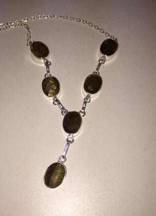 Тигровый глаз ожерелье с натуральным тигровым глазом в серебре индия!