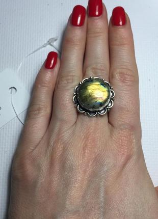 Лабрадор 18,5 кольцо круг с натуральным лабрадором в серебре кольцо с лабрадором индия5 фото