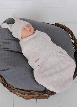 Кокон на липучках и шапочка для новорожденных