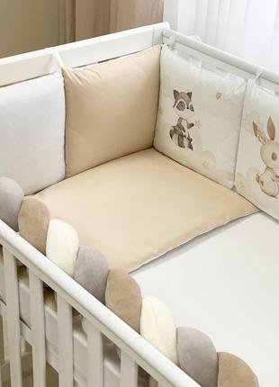 Комплект постільної дитячої білизни для ліжечка art design friends бежевий топ1 фото