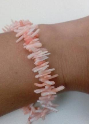 Розовый коралл браслет натуральный коралл