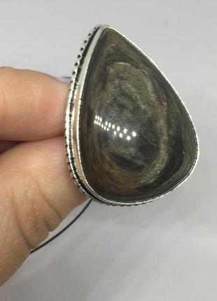 Обсидиан кольцо капля с обсидианом 17,5 размер кольцо с натуральным камнем обсидиан в серебре индия1 фото