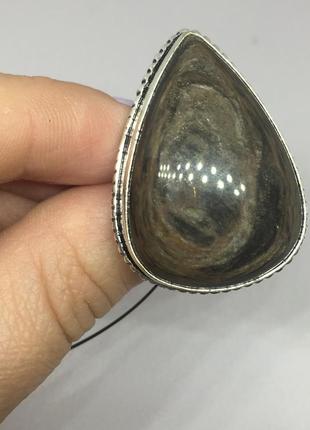 Обсидиан кольцо капля с обсидианом 17,5 размер кольцо с натуральным камнем обсидиан в серебре индия4 фото