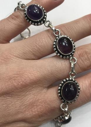 Аметист нежный браслет с камнем аметист в серебре браслет с аметистом натуральным камнем индия6 фото