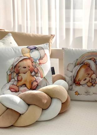 Комплект постільної дитячої білизни для ліжечка ведмедики гаммі бежевий топ8 фото