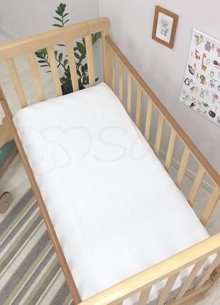 Простирадло на резинці для дитячого ліжечка, поплін, біла топ2 фото