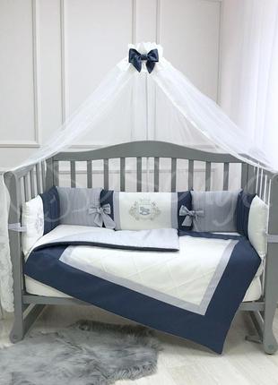 Комплект постельного детского белья для кроватки royal синий топ
