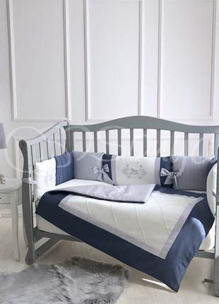 Комплект постельного детского белья для кроватки royal синий топ8 фото