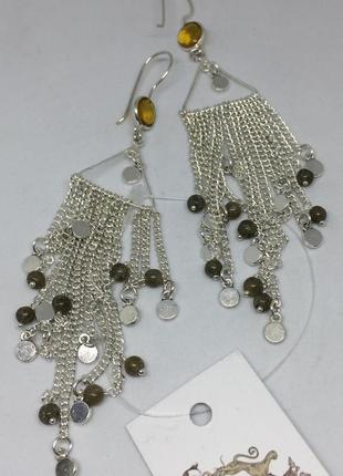 Лабрадор цитрин сережки підвіски з каменем лабрадор і цитрин сережки висюли в сріблі. сережки з лабрадором3 фото