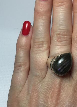 Лабрадор кольцо с натуральным лабрадором в серебре кольцо с лабрадором кольцо лабрадор 17,8 размер индия2 фото