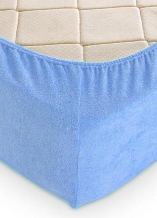 Махровая простыня на резинке в детскую кроватку 120х60х20  100% хлопок placid blue