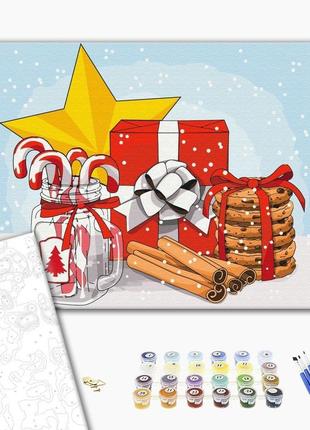 Bs52743 картина по номерам 40х50 на деревянном подрамнике "праздничный набор"