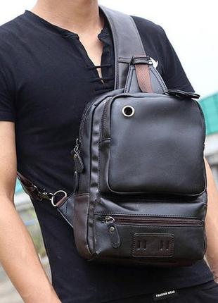 Модная мужская сумка на плечо черный7 фото