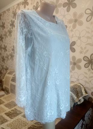 Ніжна сіра блуза з французького гіпюру2 фото