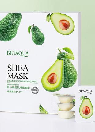 Набор масок для лица восстанавливающая и сужающая поры с авокадо bioaqua shea mask (5г*8шт)1 фото