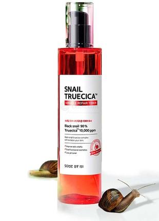 Відновлюючий тонер з муцином чорного равлика some by mi snail truecica miracle repair toner 135 мл1 фото