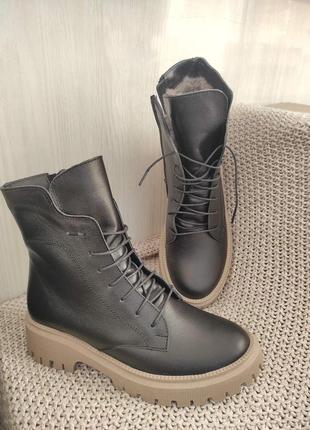Ботинки зимние на меху кожаные натуральная кожа