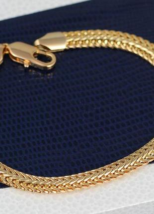 Браслет xuping jewelry коса с выпуклой полоской 20,5 см 6 мм золотистый