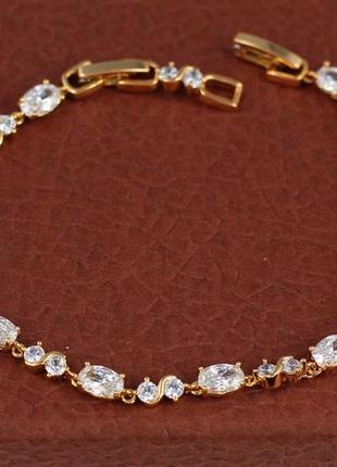 Браслет xuping jewelry волна с белыми камнями 19 см 4 мм золотистый