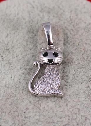 Кулон xuping jewelry  котик 1,8 см серебристый