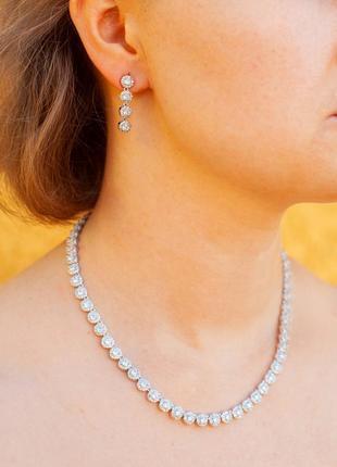 Комплект колье и серьги xuping jewelry ребека серебристые