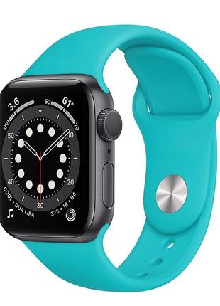 Ремешок силиконовый sport band 42mm | 44 mm sea blue для apple watch se | 6 | 5 | 4 | 3 | 2 | 12 фото