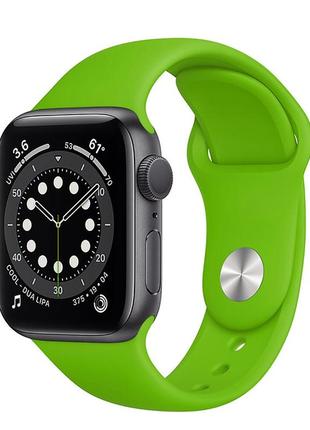 Ремешок силиконовый sport band 42mm | 44 mm grass green для apple watch se | 6 | 5 | 4 | 3 | 2 | 12 фото