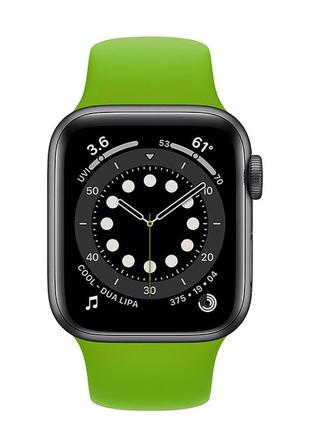 Ремешок силиконовый sport band 42mm | 44 mm grass green для apple watch se | 6 | 5 | 4 | 3 | 2 | 11 фото