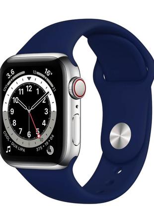 Ремешок силиконовый sport band 42mm | 44 mm dark blue для apple watch se | 6 | 5 | 4 | 3 | 2 | 12 фото