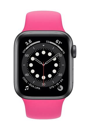 Ремешок силиконовый sport band 38mm | 40mm barbie pink для apple watch se | 6 | 5 | 4 | 3 | 2 | 12 фото