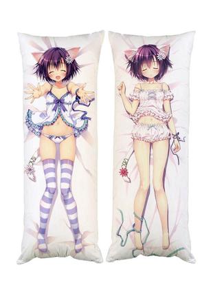 Дакимакура подушка аниме мия неко девушка двухсторонняя 40х100 см (dk0104)