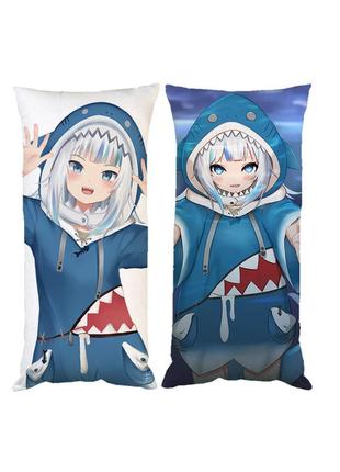 Подушка аніме акула gawr gura hololive двостороння 30*50 см (pp0428)