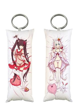 Брелок мини-дакимакура чокола и ванилла аниме кошачий рай nekopara двухсторонний 4х10 см (br0017)