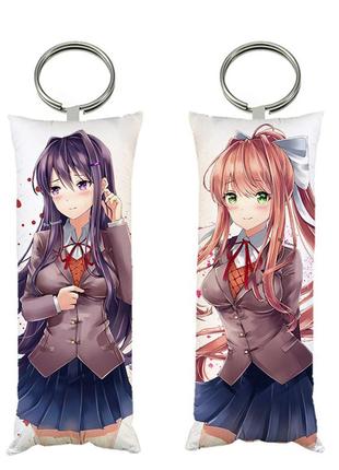 Брелок мини-дакимакура аниме доки доки литературный клуб двухсторонний 4х10 см (br0235)