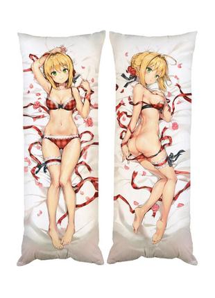 Дакімакура подушка сейбер доля ніч битви fate stay night двостороння 40х100 см (dk0100)