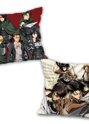 Подушка аниме атака титанов двухсторонняя 40х40 см (p0197)