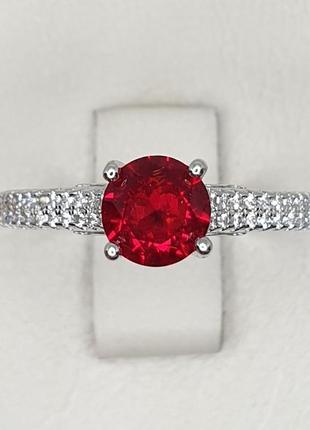 Кольцо серебряное с рубином 18.5 3,1 г