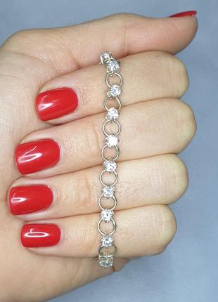 Браслет серебряный с кубическим цирконием "нежность" 19,5 7,85 г