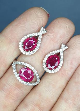 Кольцо серебряное с  рубином 17,5 2,2 г